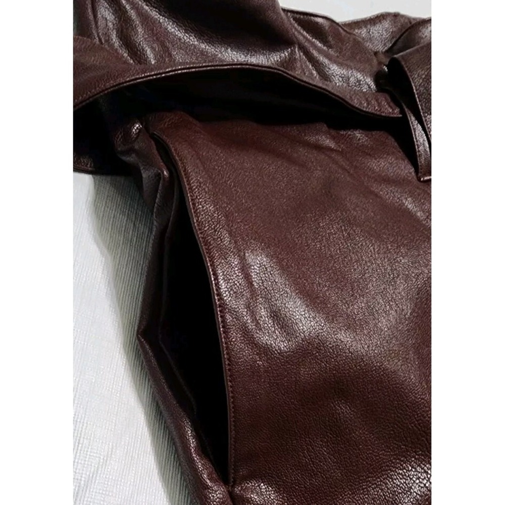 Commando Faux Leather Paper Bag Pants Size XL Oxblood w Tie Belt Comfort NWT - Picture 6 of 13